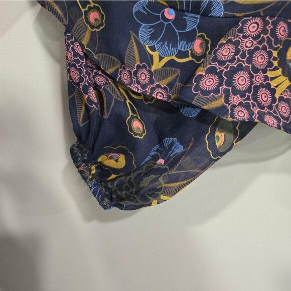 🐢 Ted Baker Juvena Floral Printed waterfall ruffle long sleeve top.  Size 1. - Picture 15 of 16